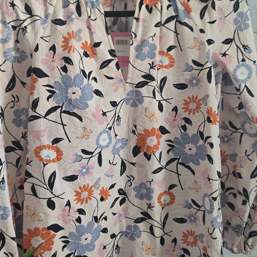 Kate Spade Floral Blouse - Blue, Orange, Black